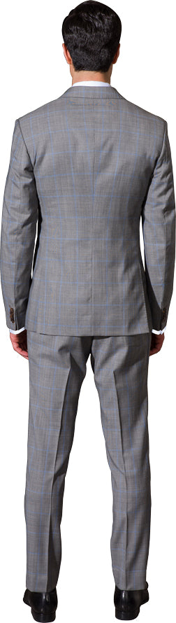 Charcoal and white three piece suit