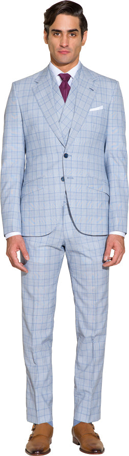Sky blue three piece suit