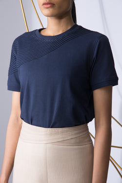 Women's Navy round neck Knit