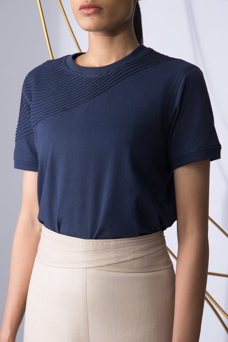 Women's Navy round neck Knit