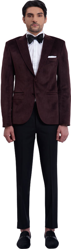 Burgundy dinner jacket ensemble