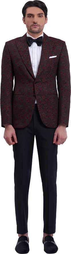 Burgundy dinner jacket ensemble