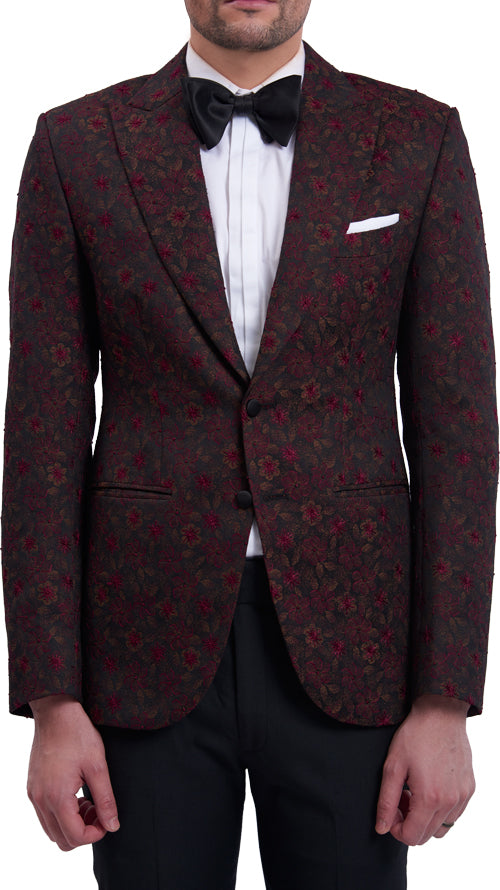 Burgundy dinner jacket ensemble