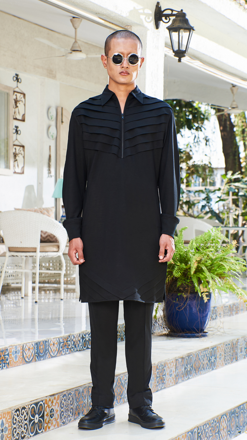 Black Athleisure Kurta Set