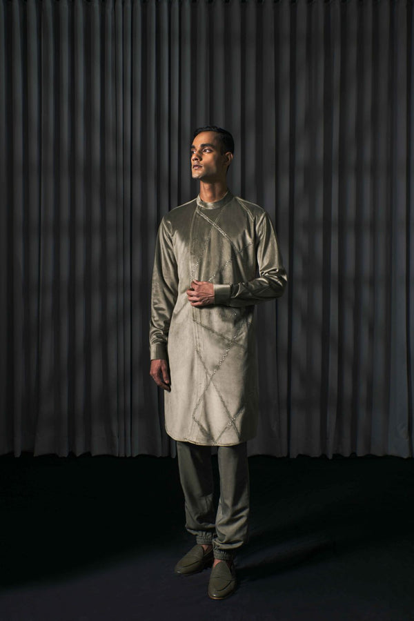 The Olive Velvet Kurta