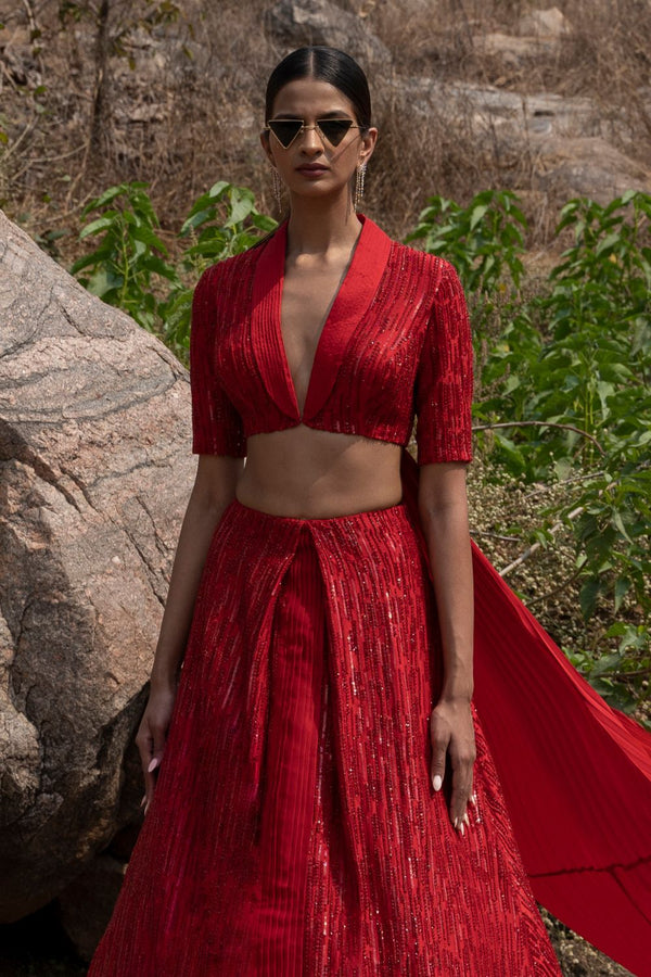 Carmen Lapeled Power Lehenga