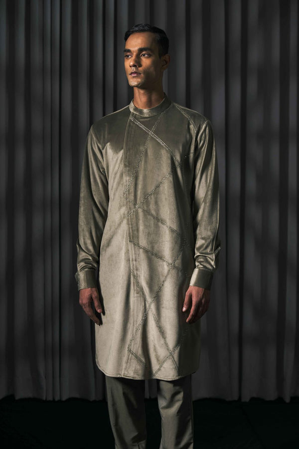The Olive Velvet Kurta