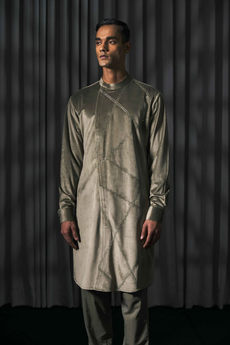 The Olive Velvet Kurta