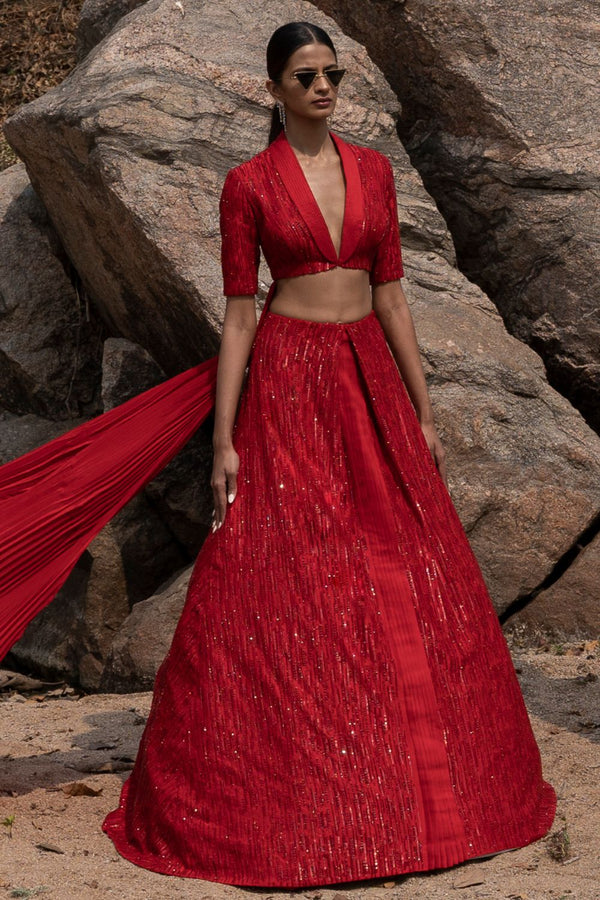 Carmen Lapeled Power Lehenga