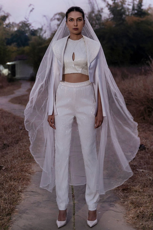 Crowned White Power Bride Suit