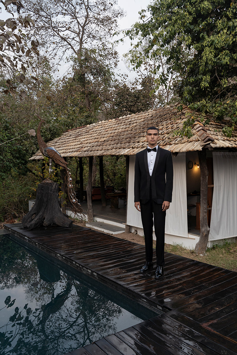 Black Tuxedo with Curved Lapel