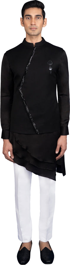 Black Bandi Kurta Ensemble