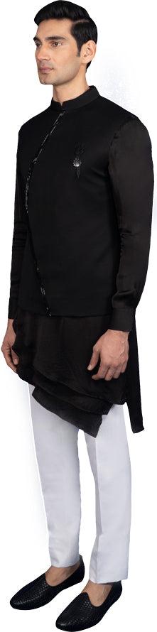 Black Bandi Kurta Ensemble