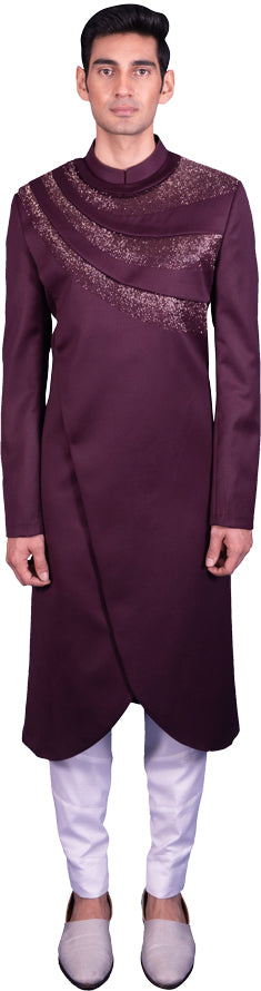 Deep Wine Sherwani Ensemble