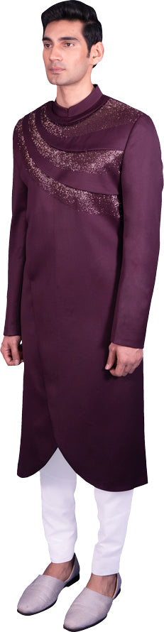 Deep Wine Sherwani Ensemble