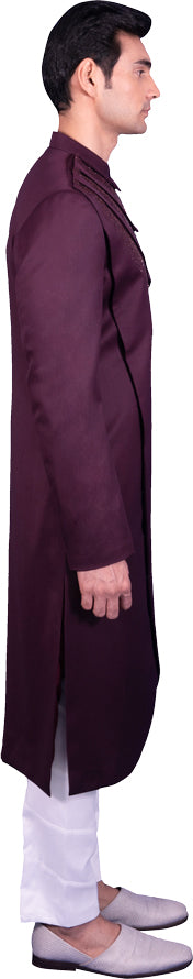 Deep Wine Sherwani Ensemble