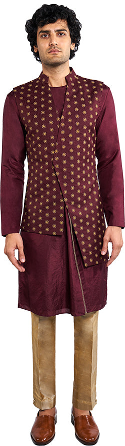 Burgundy Bandi & Kurta Ensemble