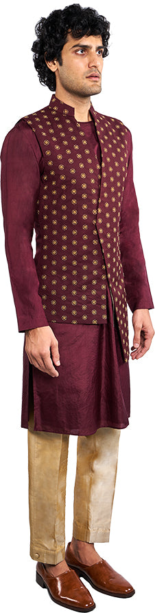 Burgundy Bandi & Kurta Ensemble