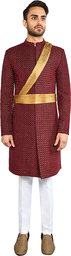 Burgundy Sherwani