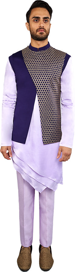 Purple Bandi & Lavender Kurta Ensemble