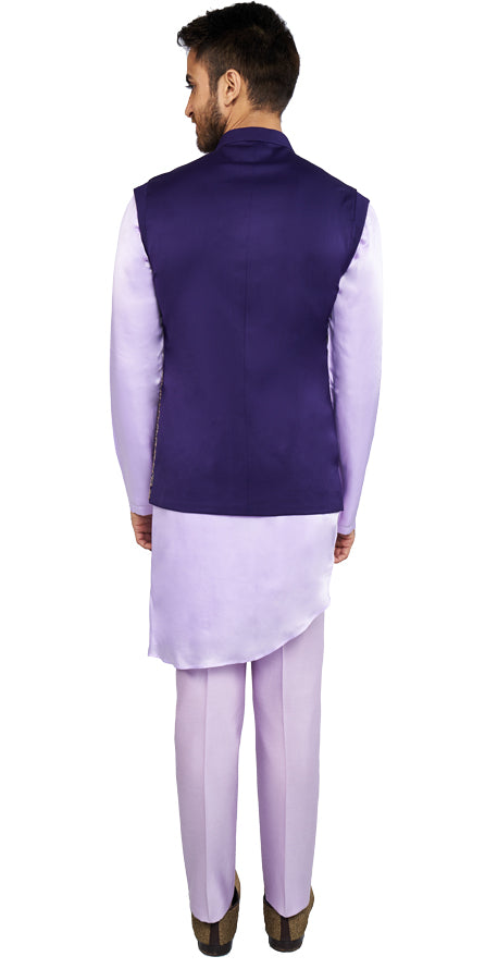 Purple Bandi & Lavender Kurta Ensemble