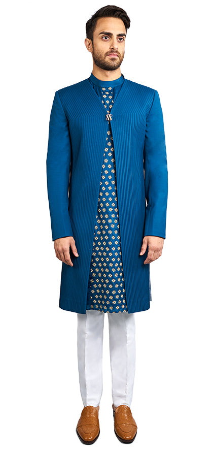 Teal Sherwani & Kurta Set