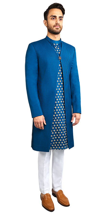 Teal Sherwani & Kurta Set