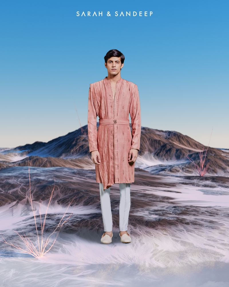 Peach Embroidered Kurta Ensemble