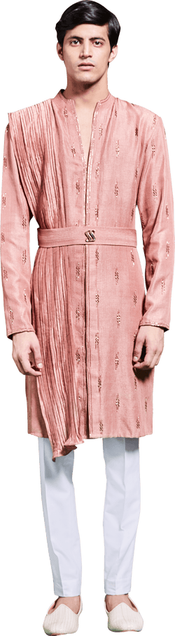 Peach Embroidered Kurta Ensemble