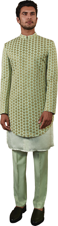 Mint Green Sherwani Ensemble