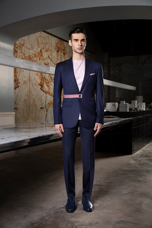 Navy with Pink Pinstripes Jacket