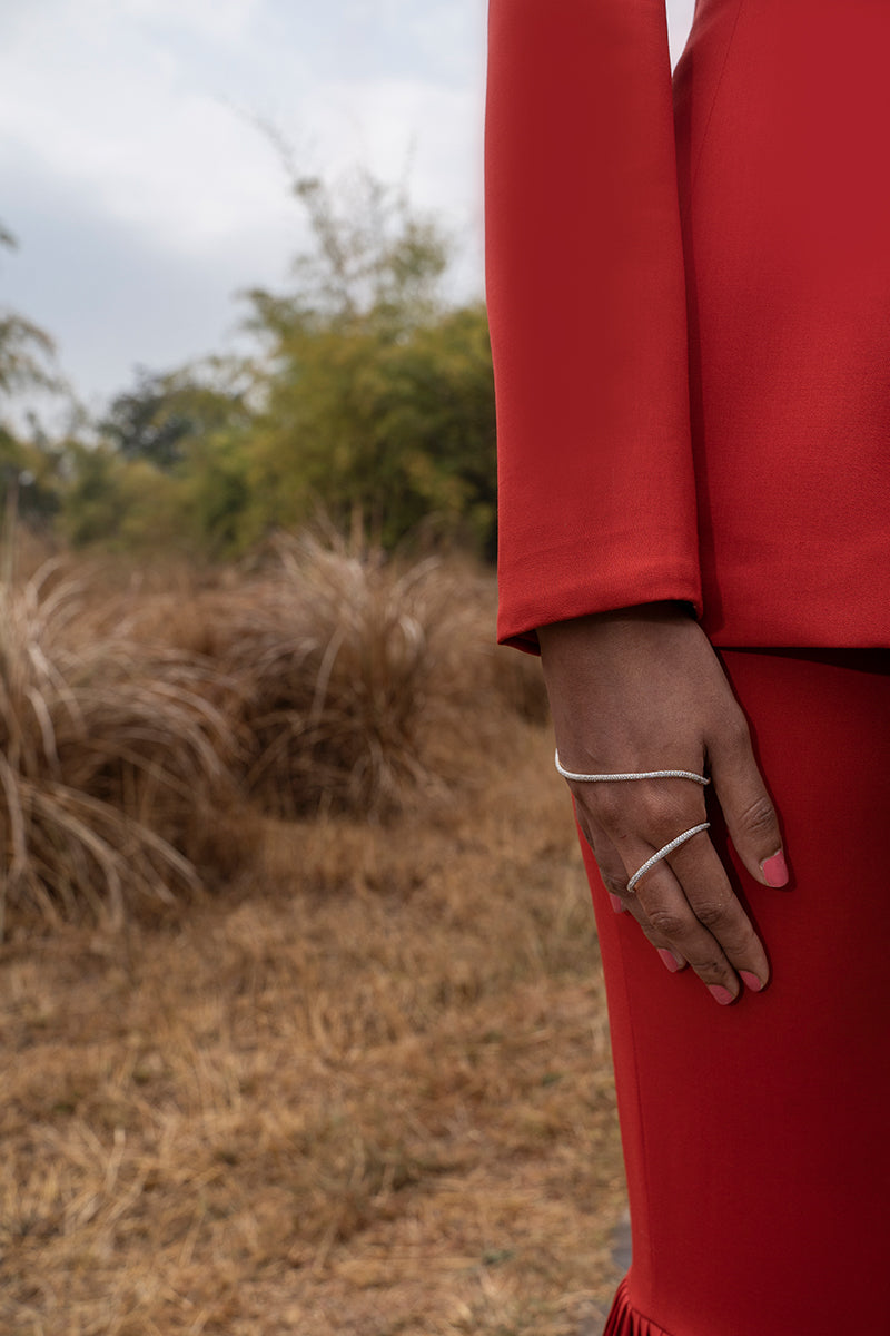 Red Bandhgala Jumpsuit