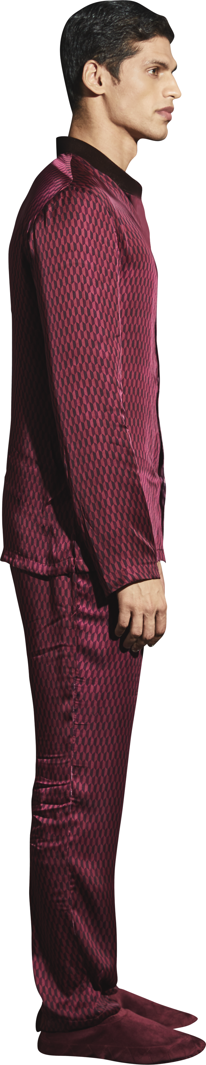 Maroon Printed PJ Set - Men