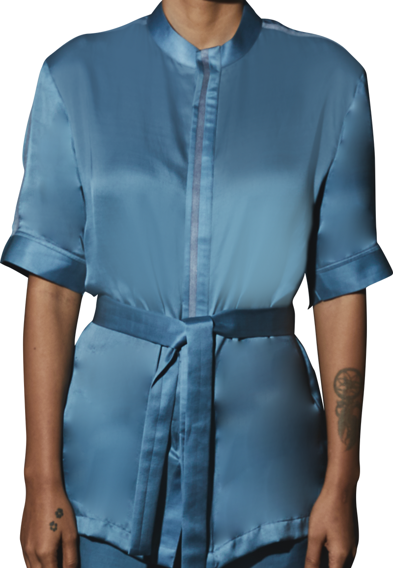 BlueGrey Satin PJ Set  - Women