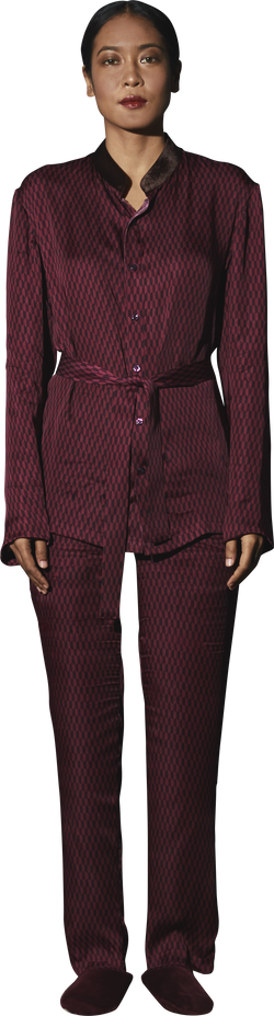 Maroon Printed PJ Set - Women