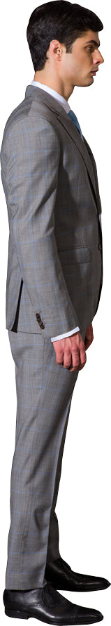 Charcoal and white three piece suit